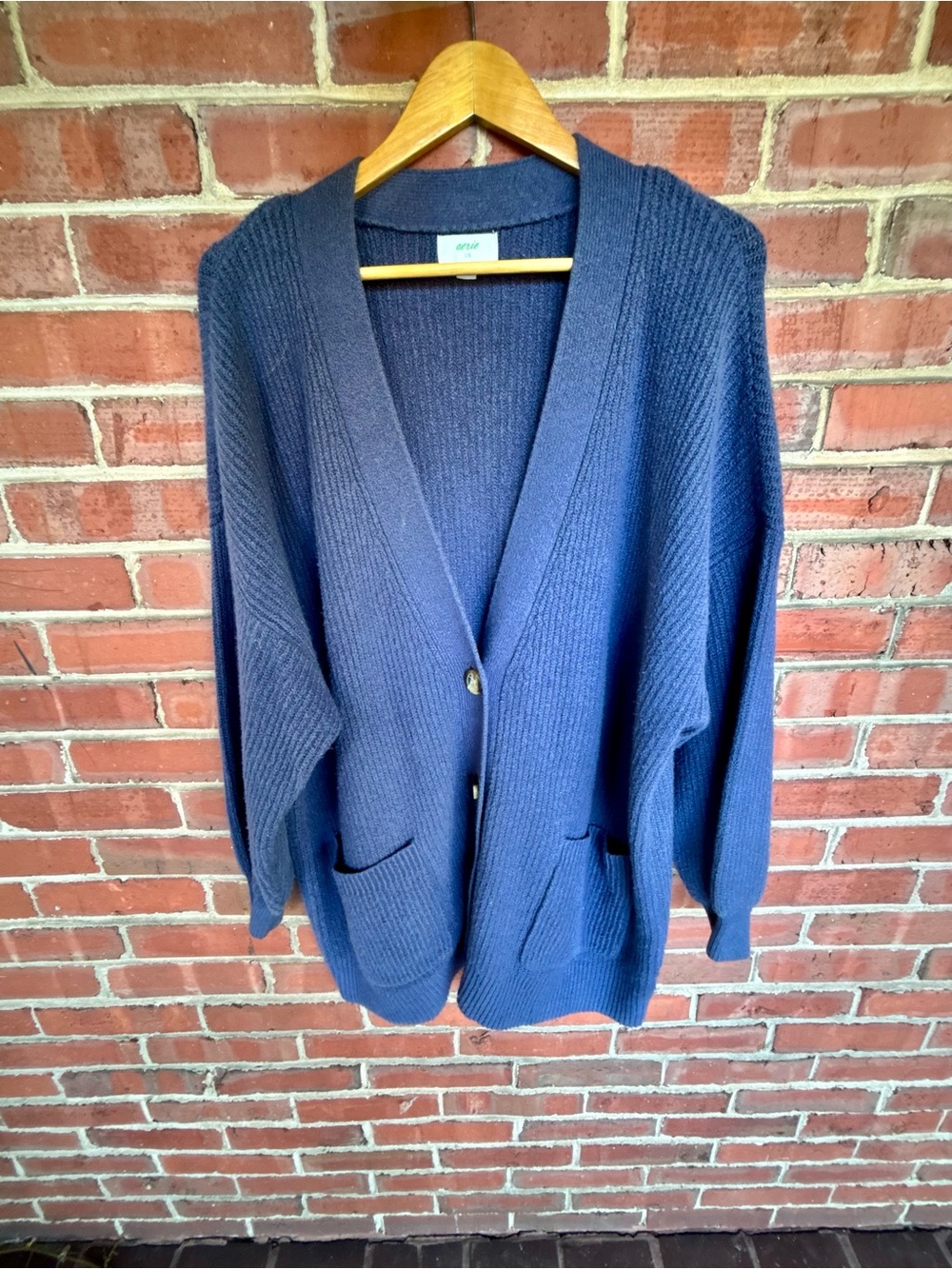 Aerie Navy Knit Button-Front Cardigan Sweater